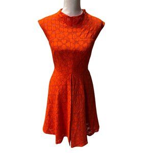 MILLY of New York | Mock Neck Knee Length Dress Orange